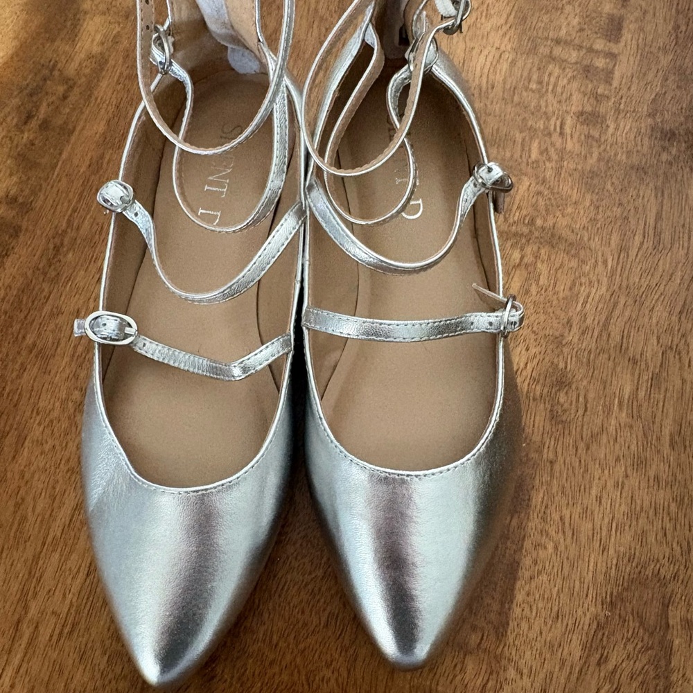 Silver Women's Strappy Flats